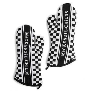 Mackenzie Child's Oven Mitts Black & White Courtly Check NEW